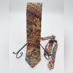 BILL BLASS Men's Abstract Floral Pattern Tie - 100% Silk - navy, gold, red 55.5”